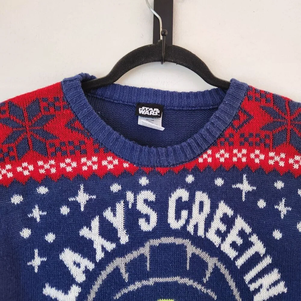 Star Wars Christmas Sweater Holiday Ugly Tacky Baby Yoda Grogu Men's L (42-44)